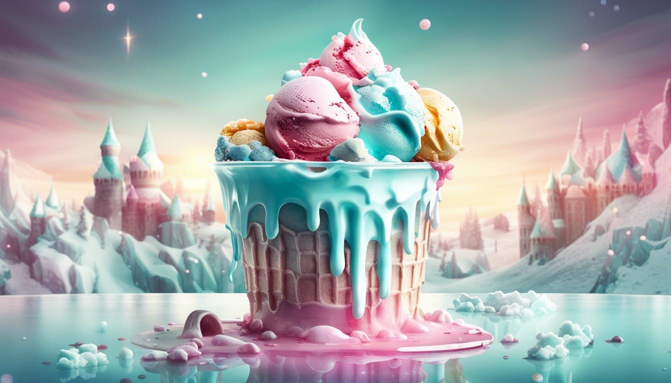 Ice cream landscape - AI Generated Artwork - NightCafe Creator