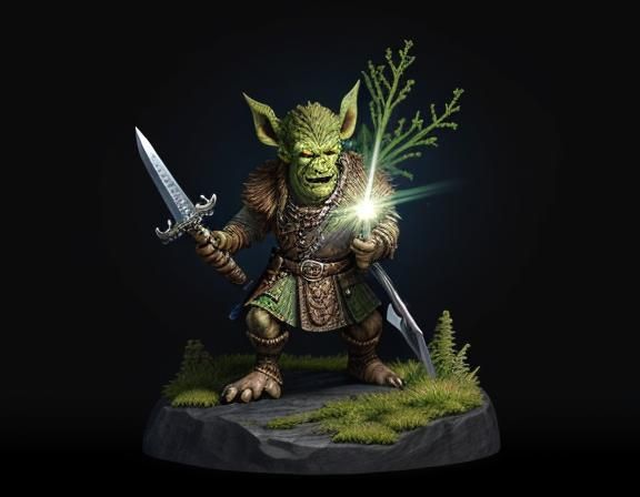 a goblin weilding in a small sword