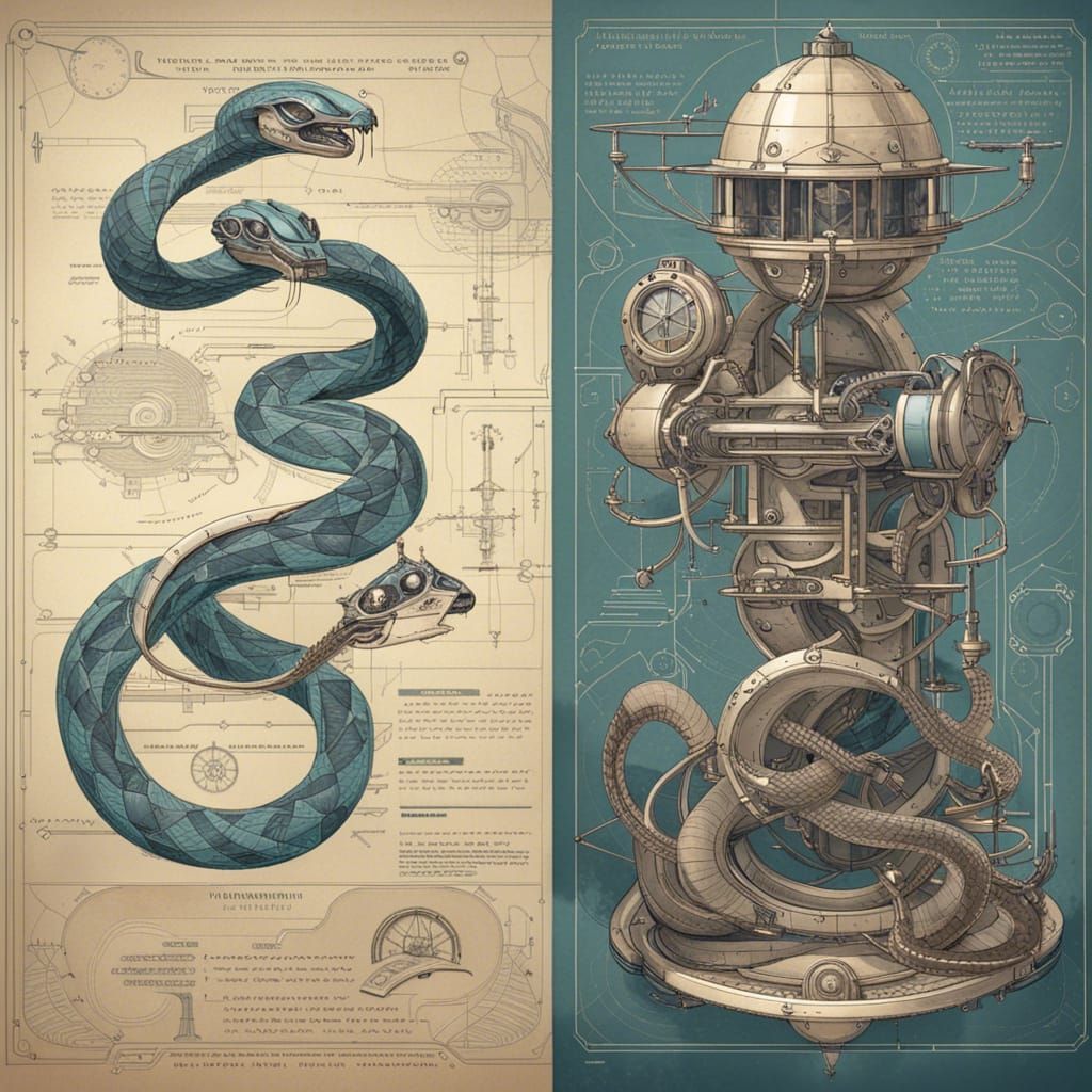 Snake Blueprint - AI Generated Artwork - NightCafe Creator