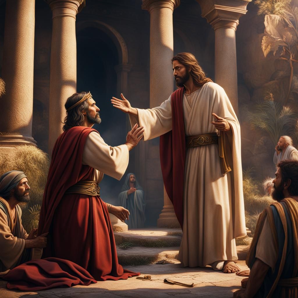 Jesus healing a poor blind man - AI Generated Artwork - NightCafe Creator