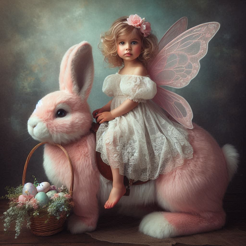 Cute Toddler Girl and her Rabbit