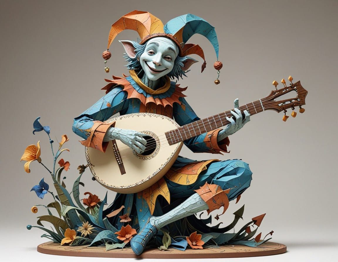 Paper Sculpture of a Jester  by @Le Lapin