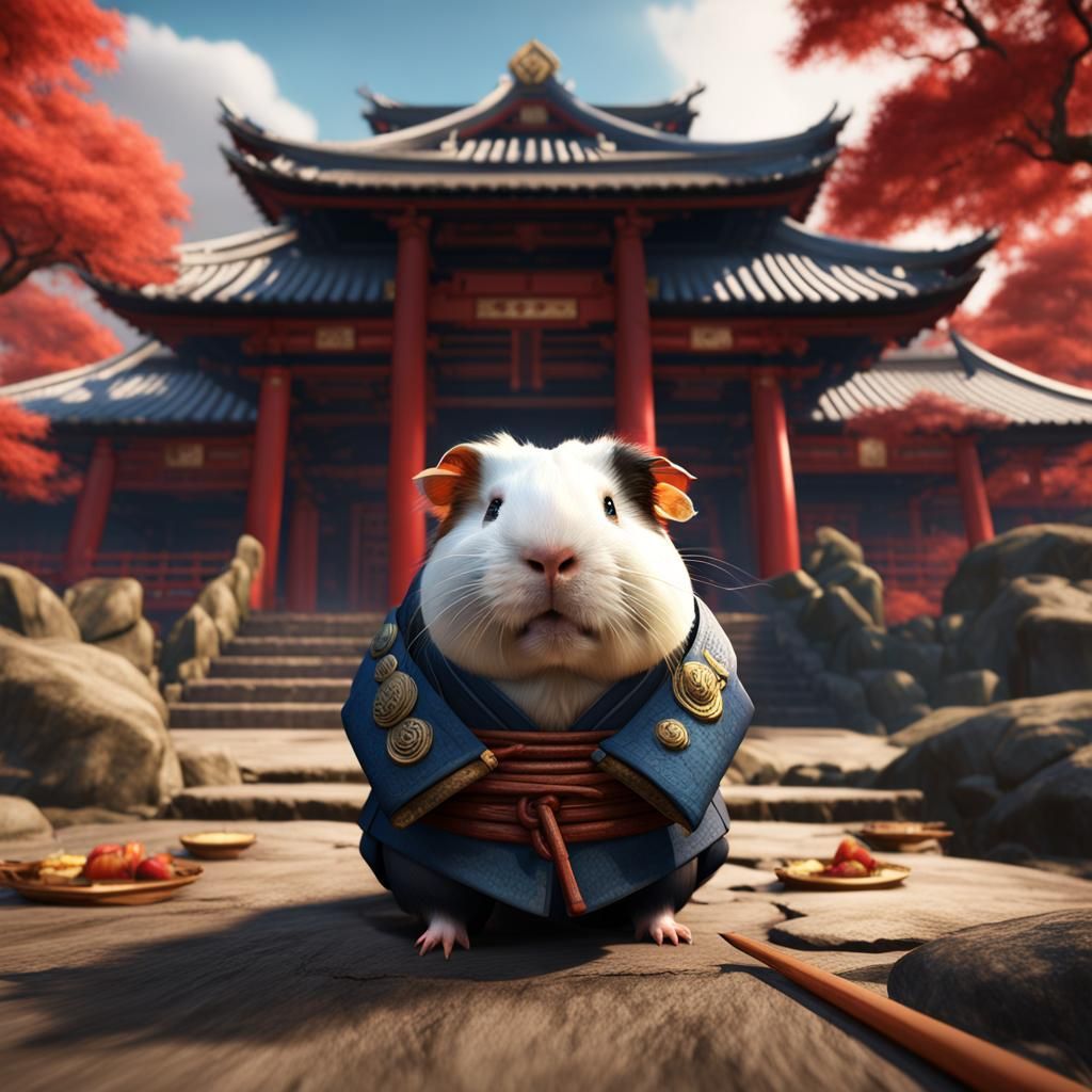 Guinea pig in a samurai temple