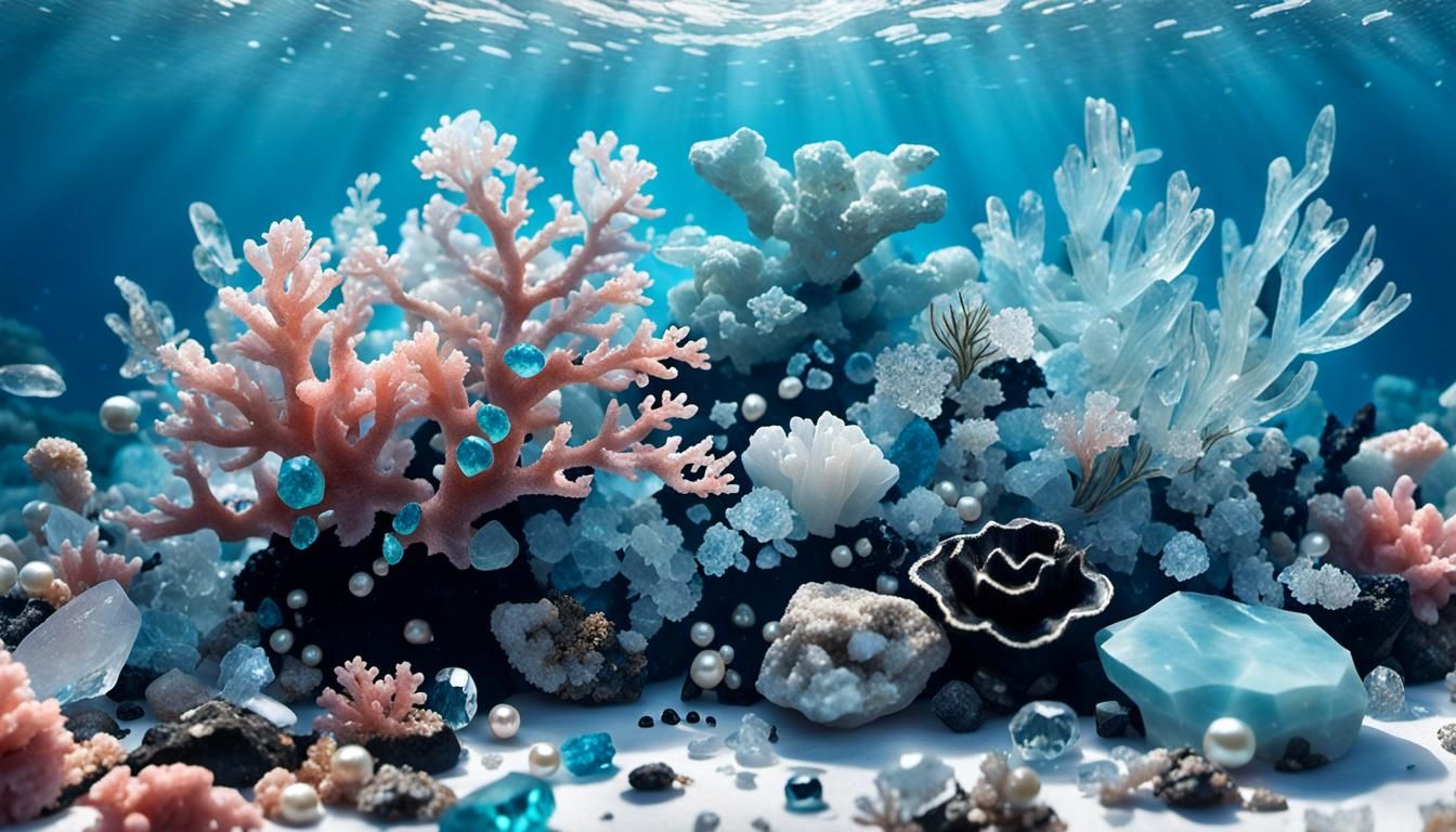 reef made of coral, gemstones, and other stuff  by @Bubble Tea