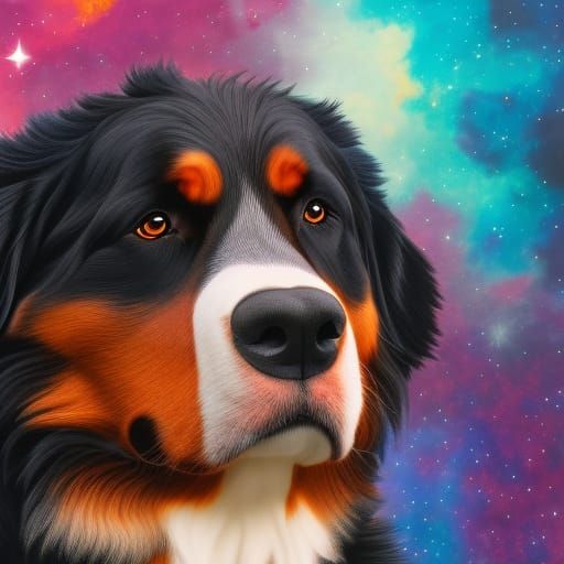 Bernese mountain dog in space