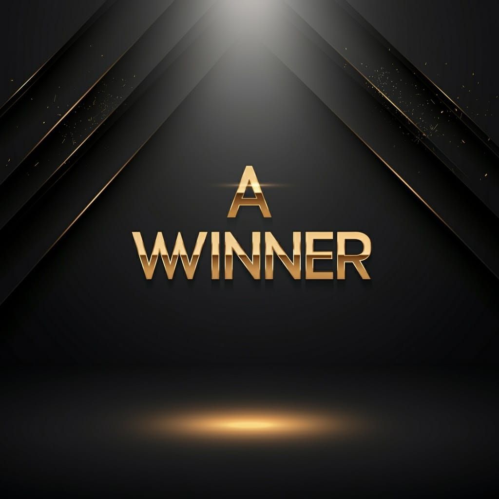 Dramatic 'A Winner' Text with Golden Accents
