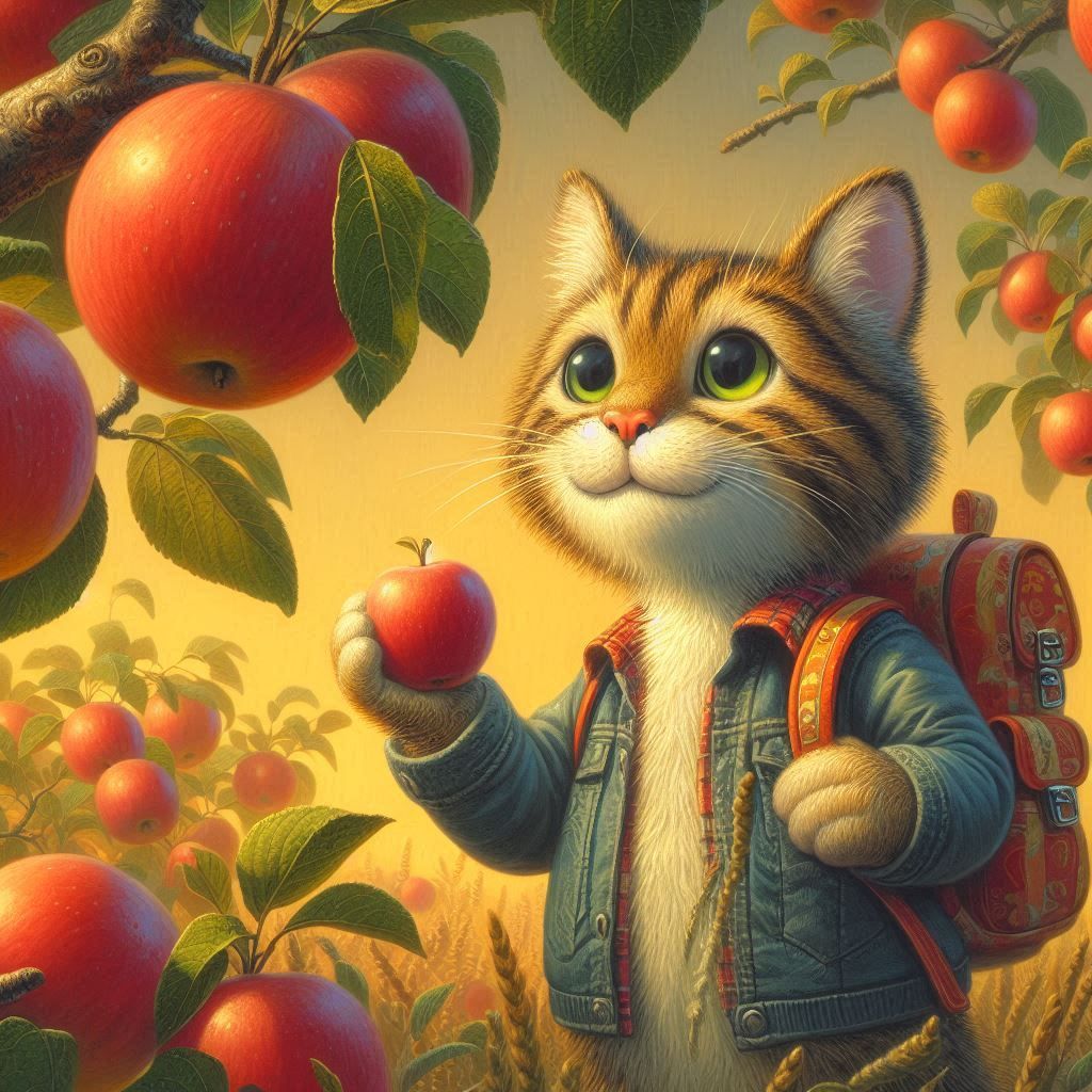 Cat and apple tree