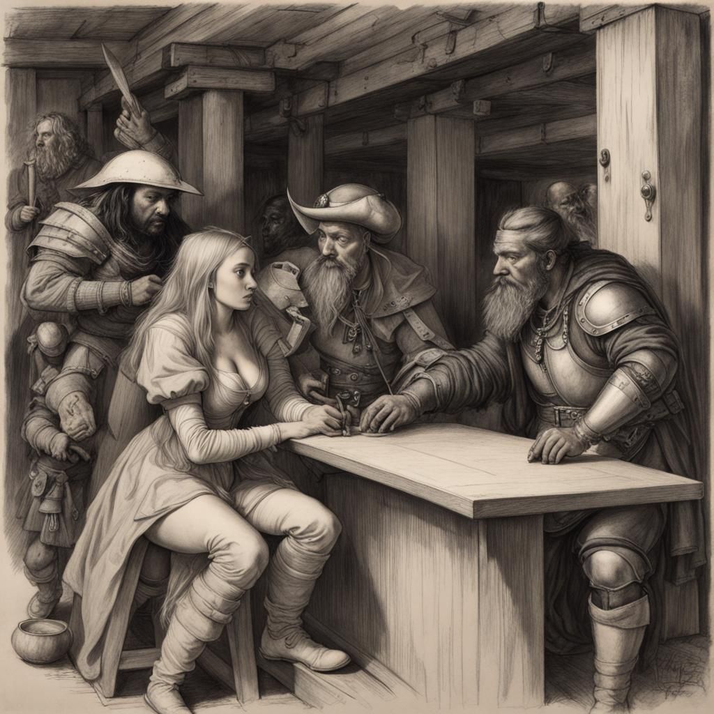 a beautiful vicious woman, a dwarf, and a dark skinned range...