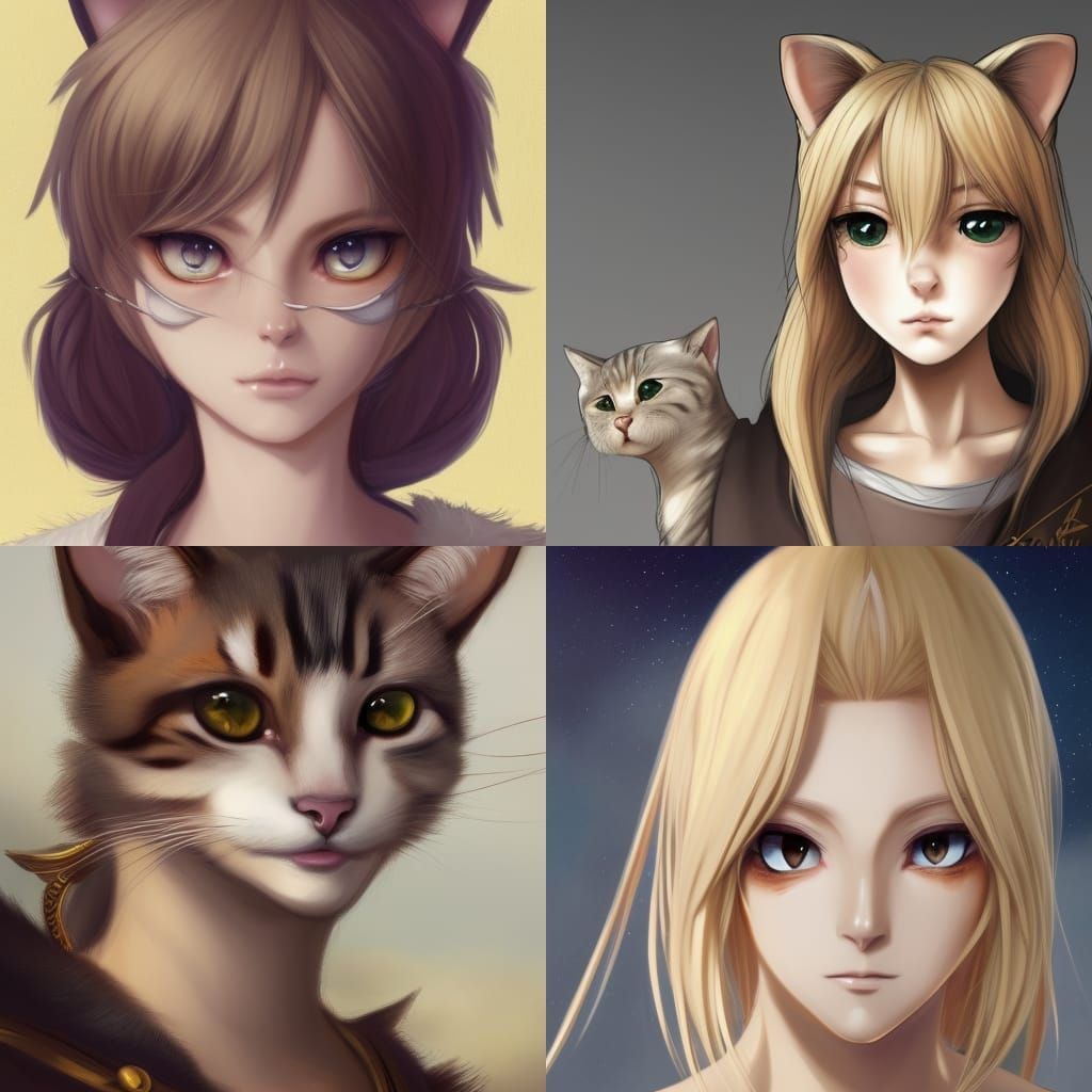 anthro female cat, furry cat, anime art, trending on pixiv, ...