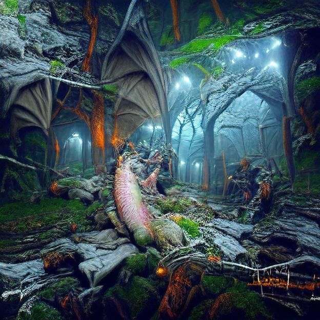 Mysterious beautiful fairy elven forest - AI Generated Artwork