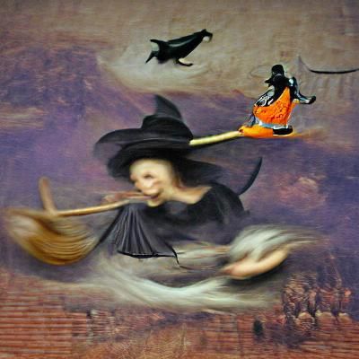 witch flying on broom