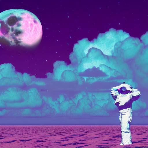 Vaporwave Style Moon Man - AI Generated Artwork - NightCafe Creator