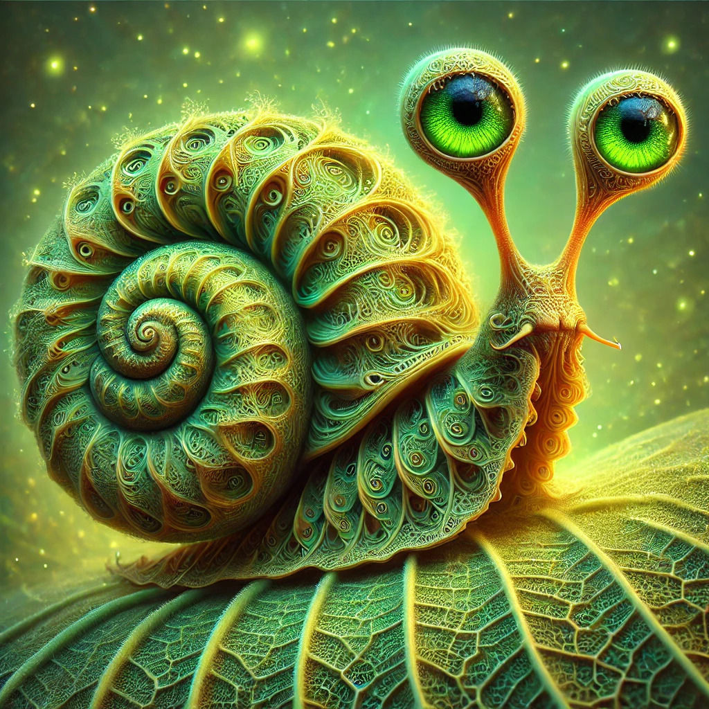 snail with large green eyes