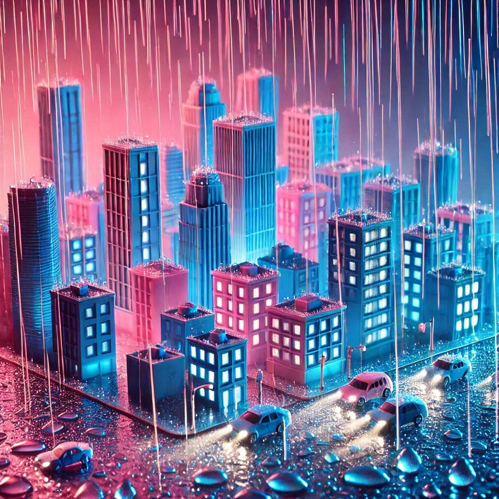 Blue and pink tiny world