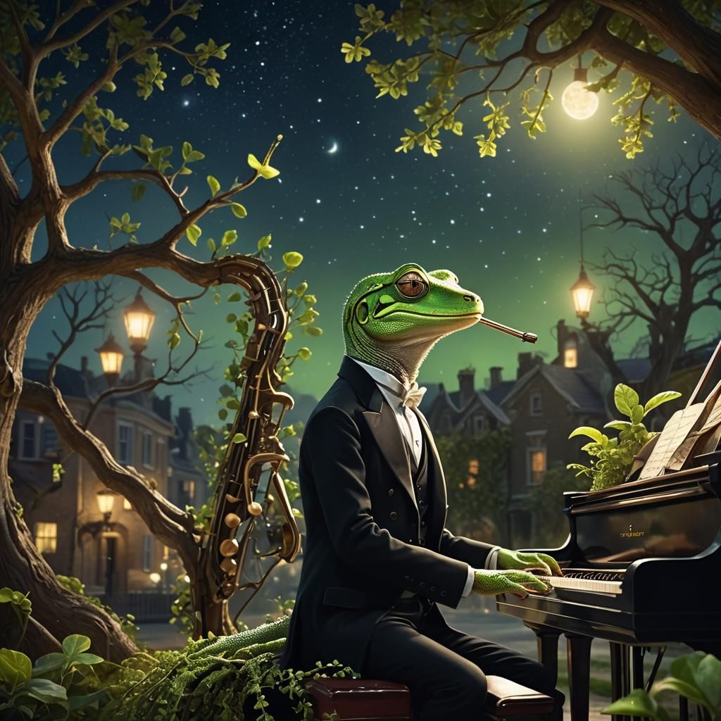 gecko in a black tailcoat  by @Jesterka Lizard