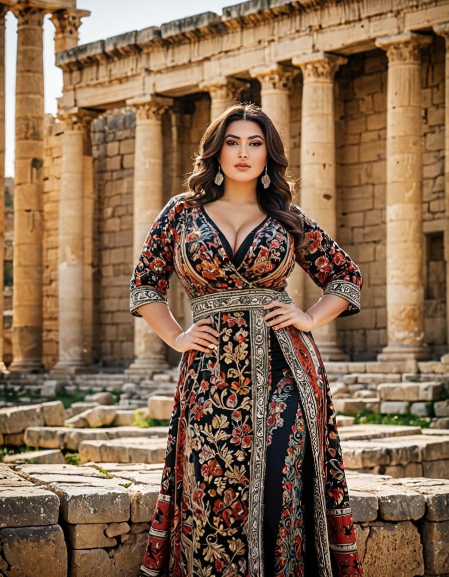 Lebanese Beauty at Baalbek Ruins: 8K Portrait