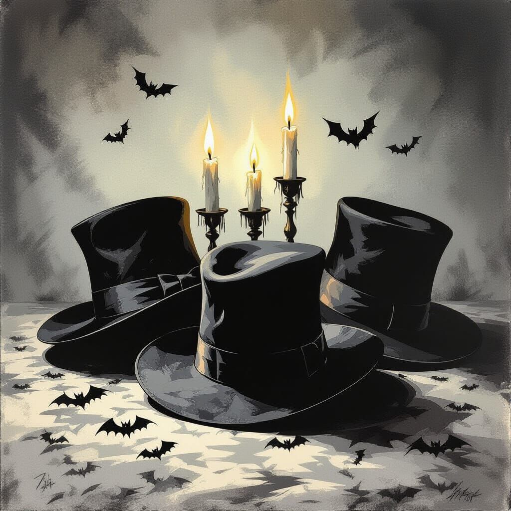 Spooky Rosh Hashanah Hats in Dark Digital Art Style