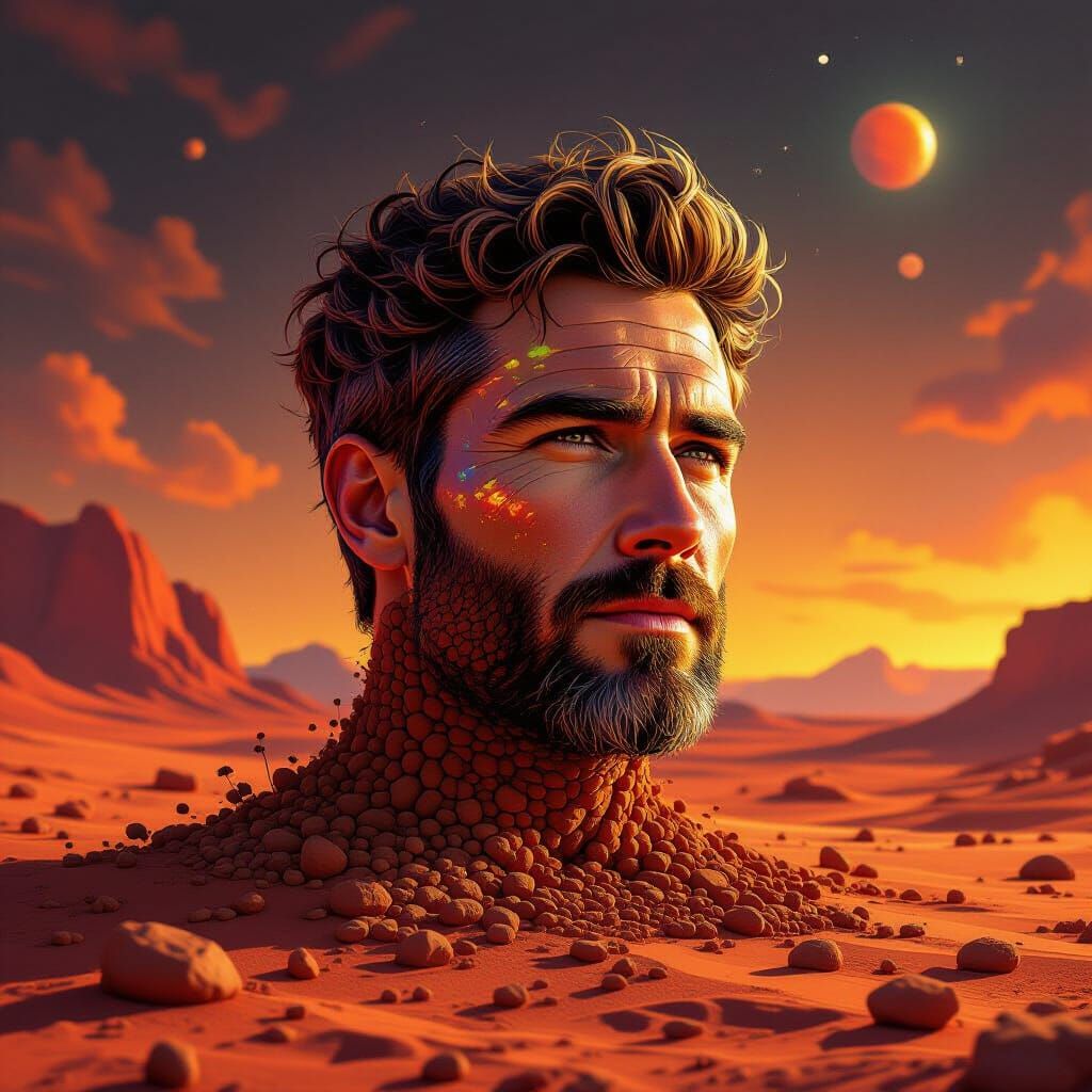 a man who was turned into an anthill by ants, on the planet Mars. 
