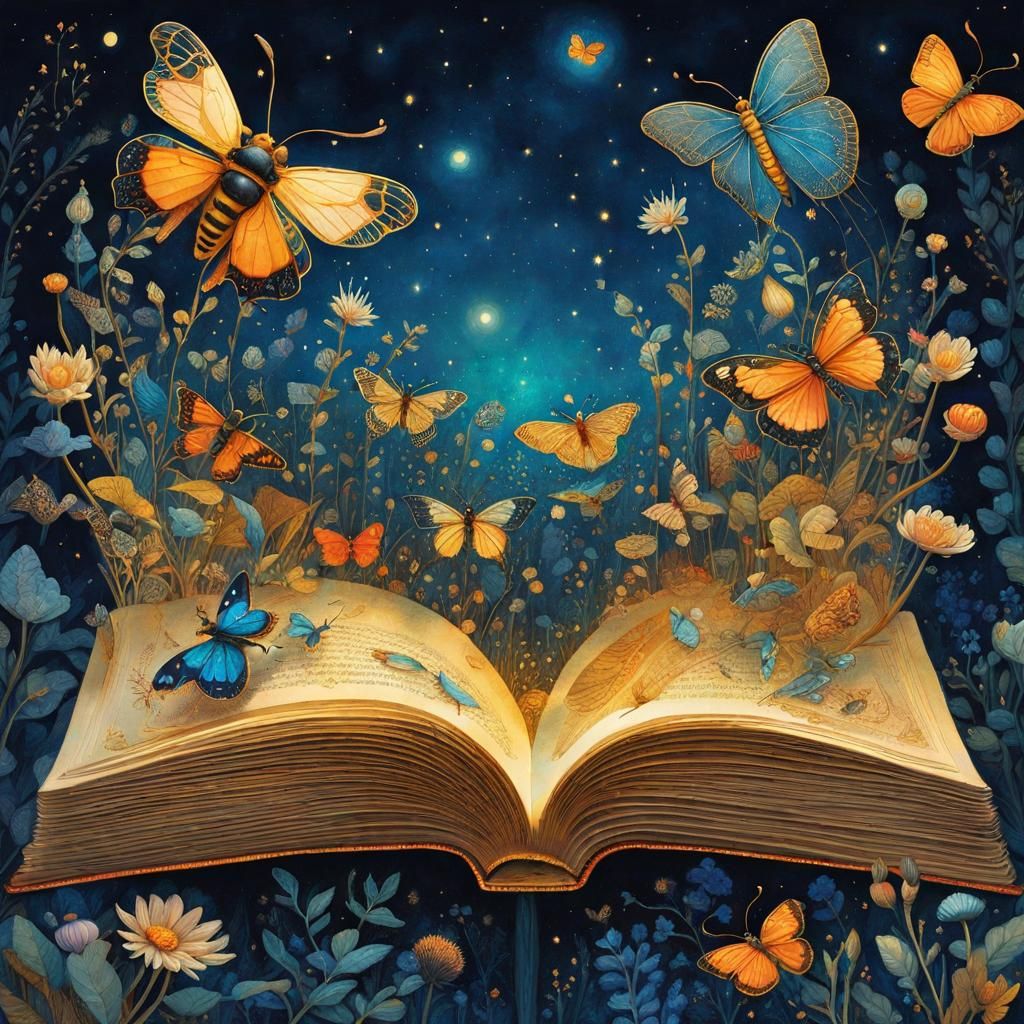 Butterflies dancing out of a book AI Generated Artwork NightCafe