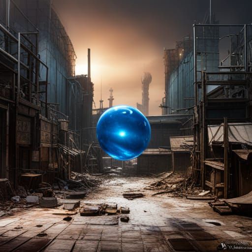 A post apocalyptic world with a blue bubble of hope