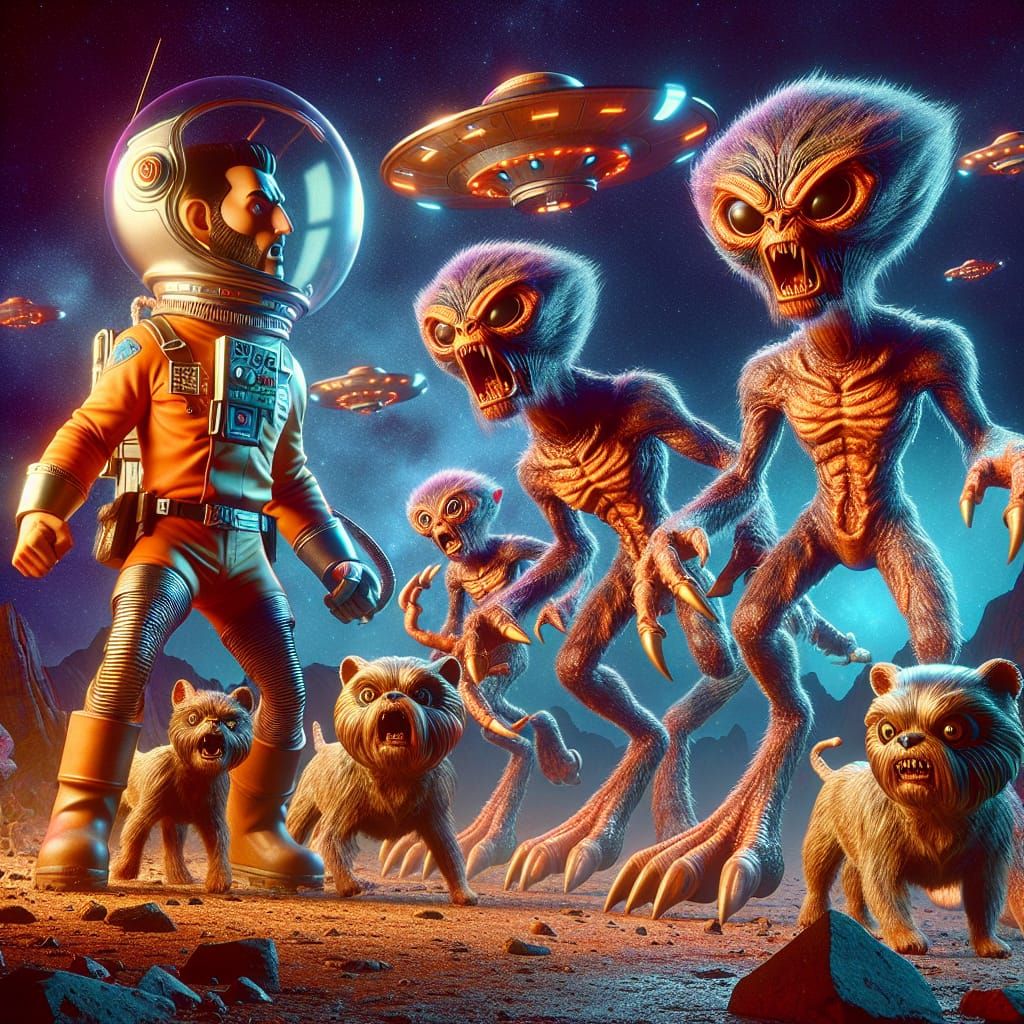 A Space explorer protagonist fighting a hoard of aliens