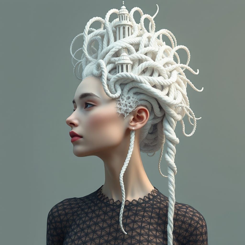 Unusual white tower hairstyle  by @Ann