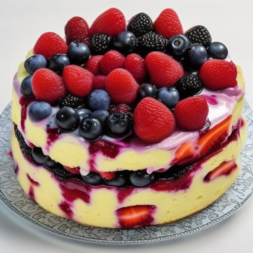 Raspberry Blackberry Strawberry Blueberry Cake  by @Mufasa 