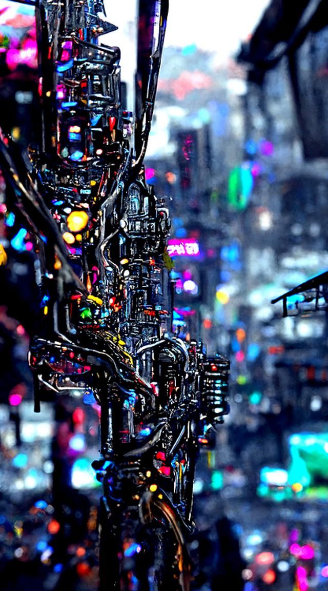 Detailed alien cyberpunk futuristic city