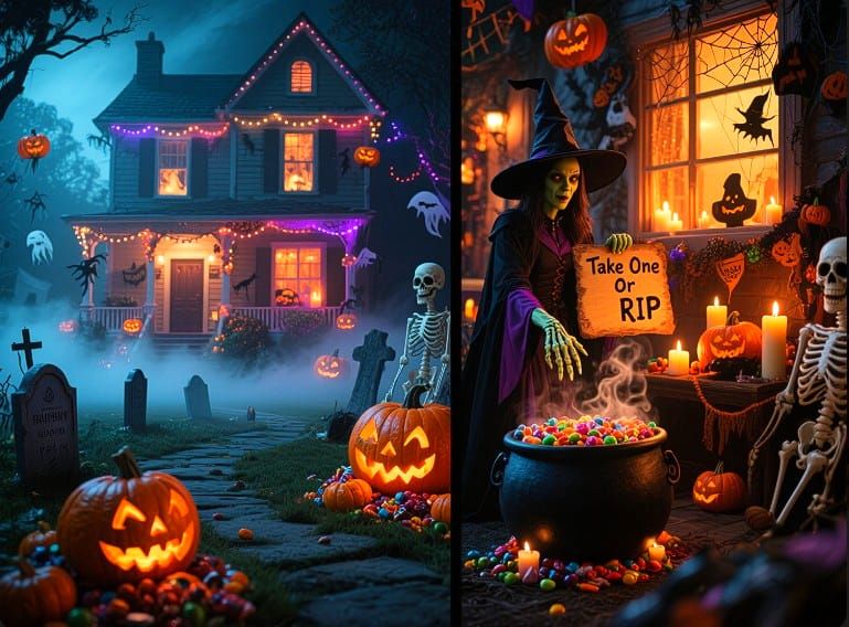 10/9/2025-Haunted Halloween Decorated House Art By Archangel...