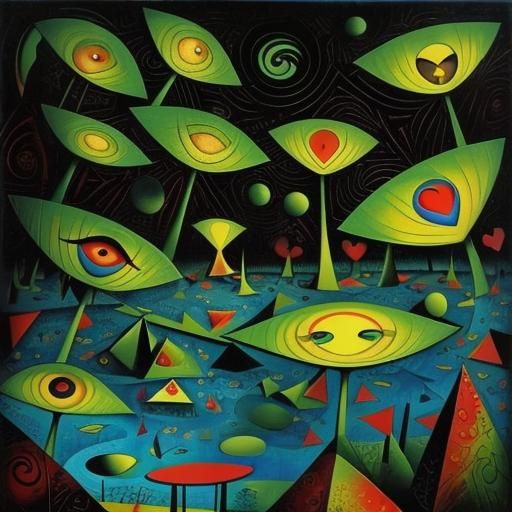 Surreal representation of lost love, vivid, colorful, Marcel...
