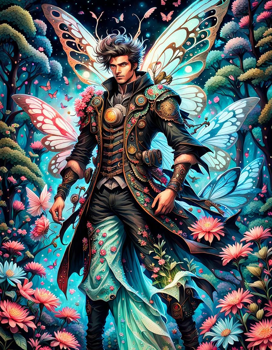 overly detailed elaborate hypnotic ink anime artwork of a de...
