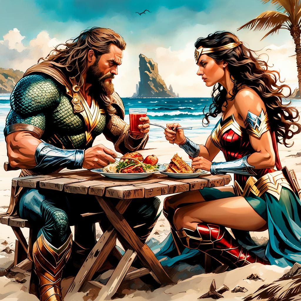 An Aquaman and Wonder Woman Picnic