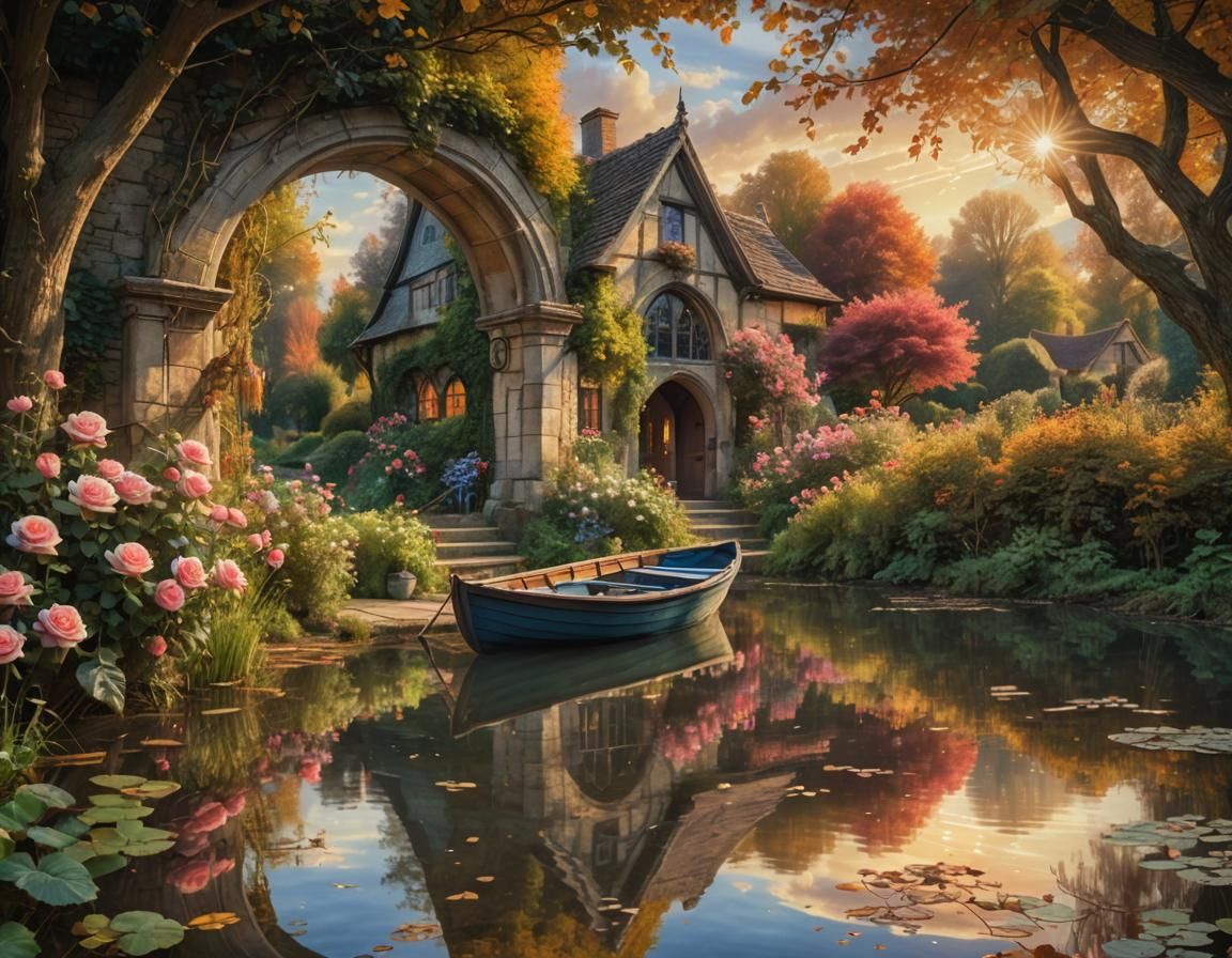 Garden with water  by @imagines_ai