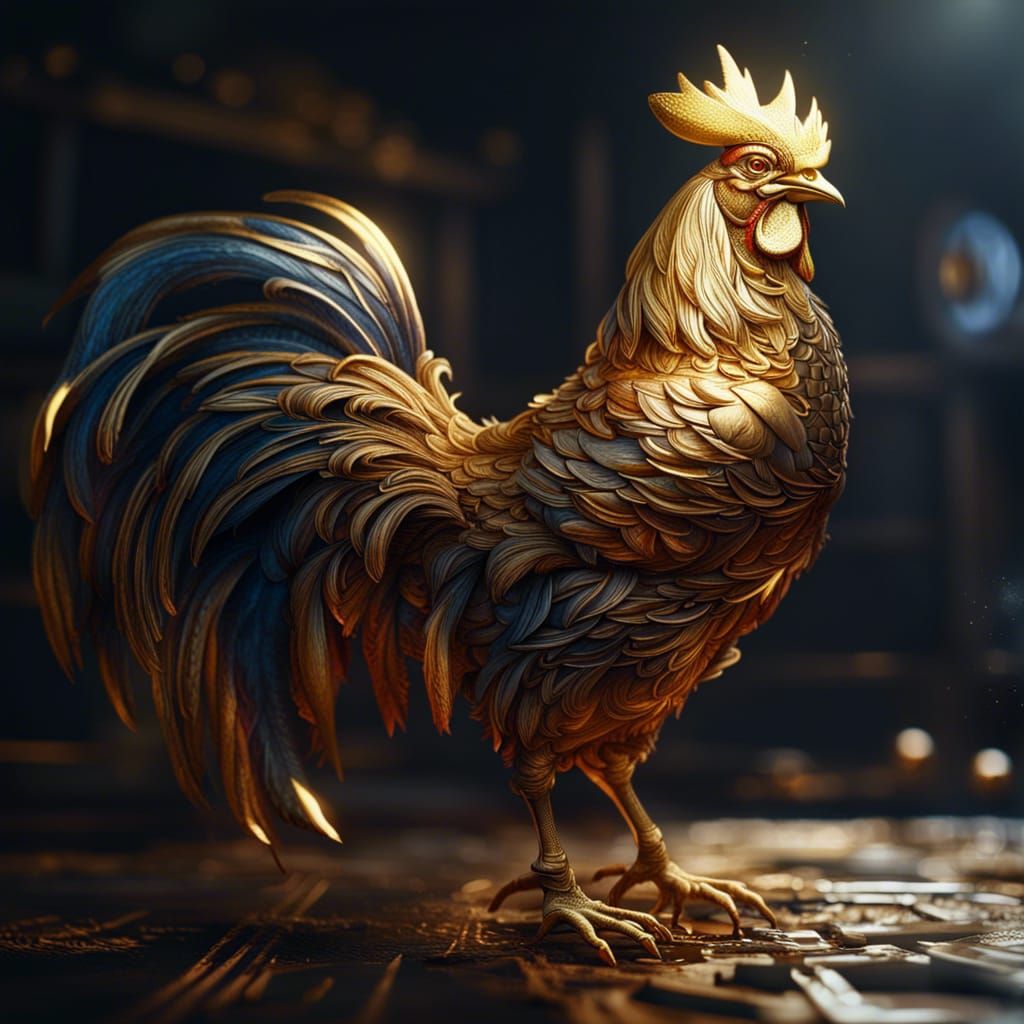 golden-metal-rooster-chinese-zodiac-ai-generated-artwork