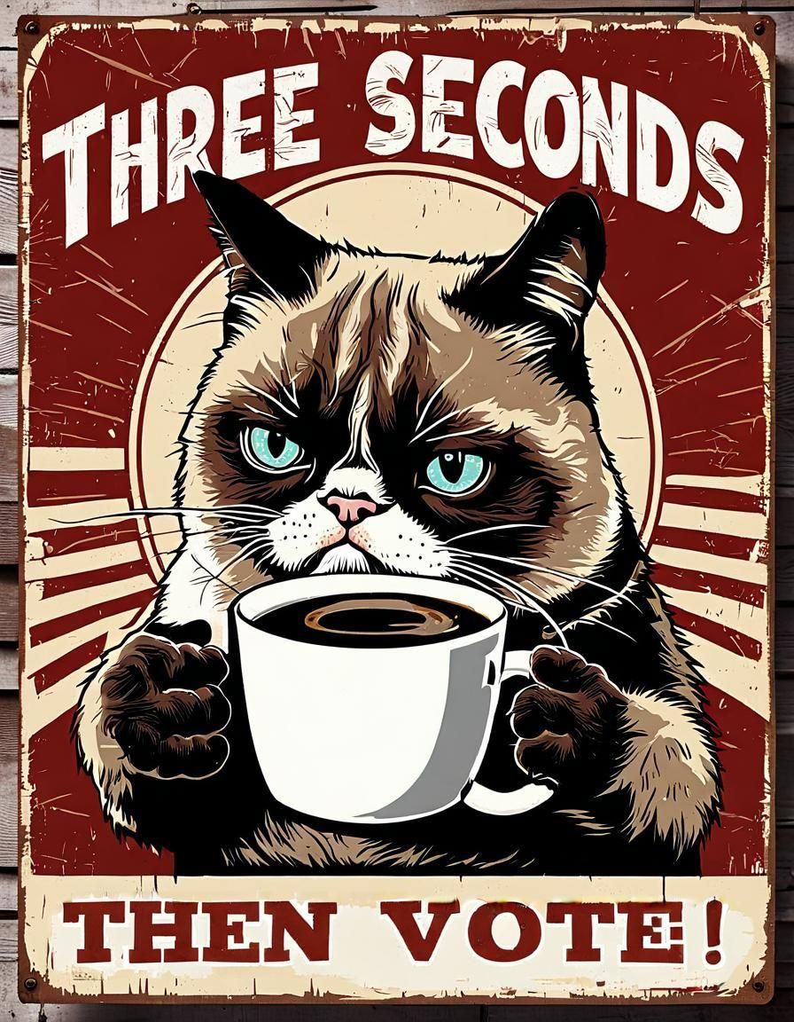 A Grumpy cat vote reminder  by @forge4ward
