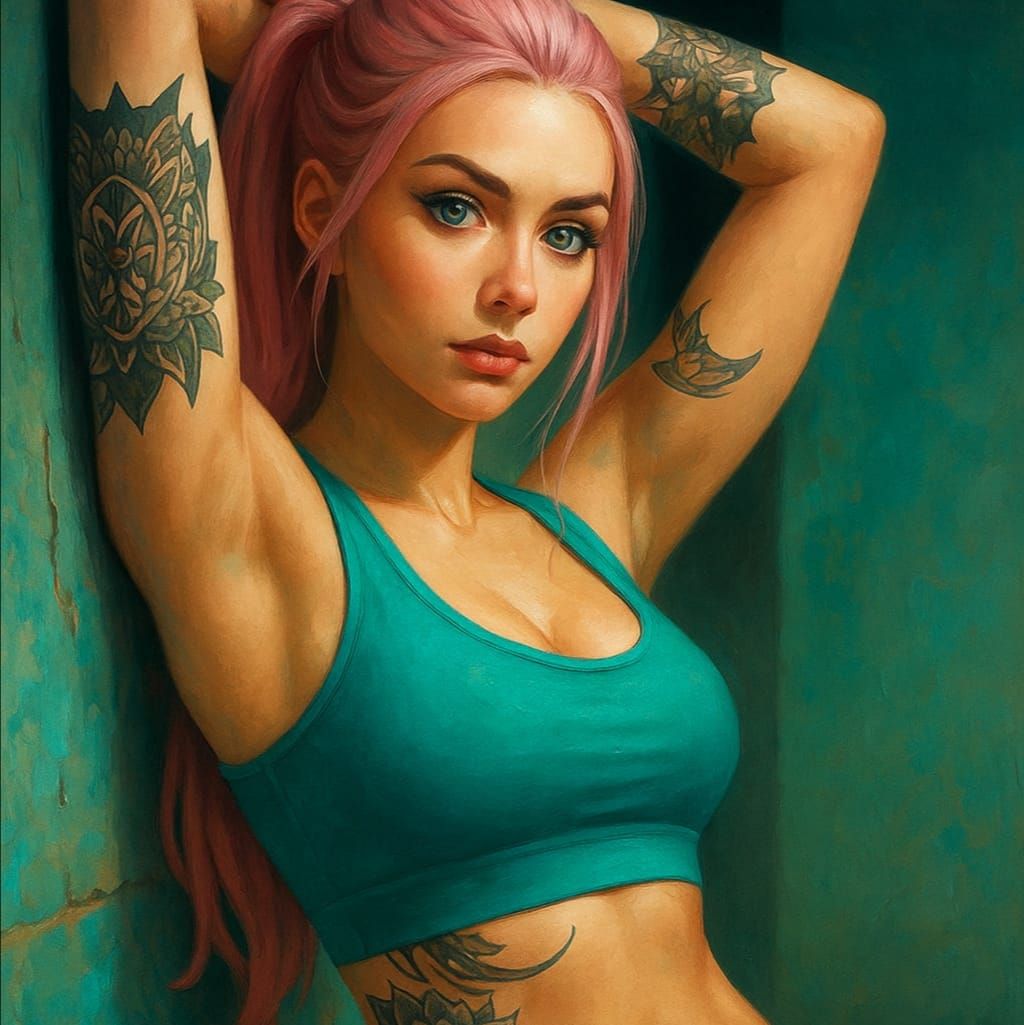 Stylized image of a tattooed woman
