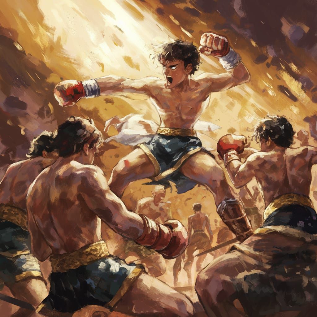 Vibrant Anime Warrior in Epic Battle