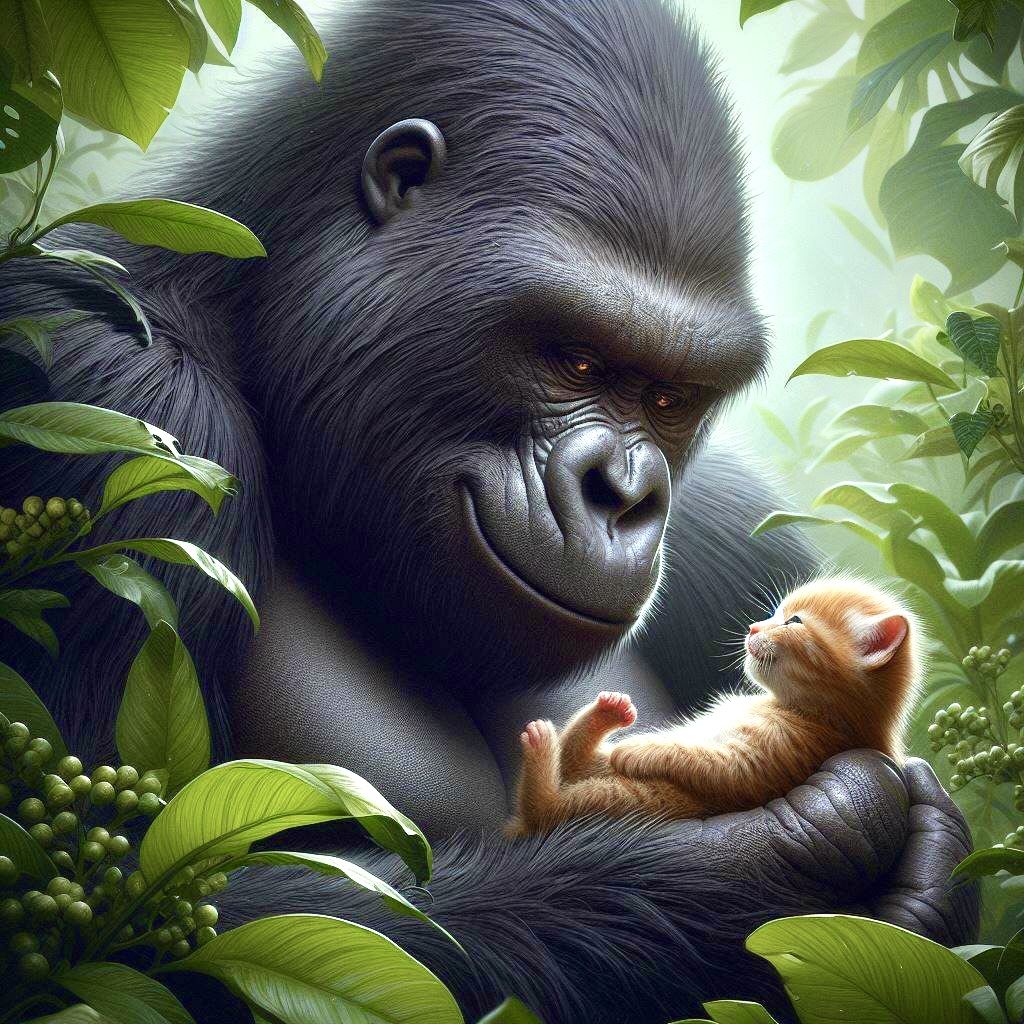 Gorilla and Kitten