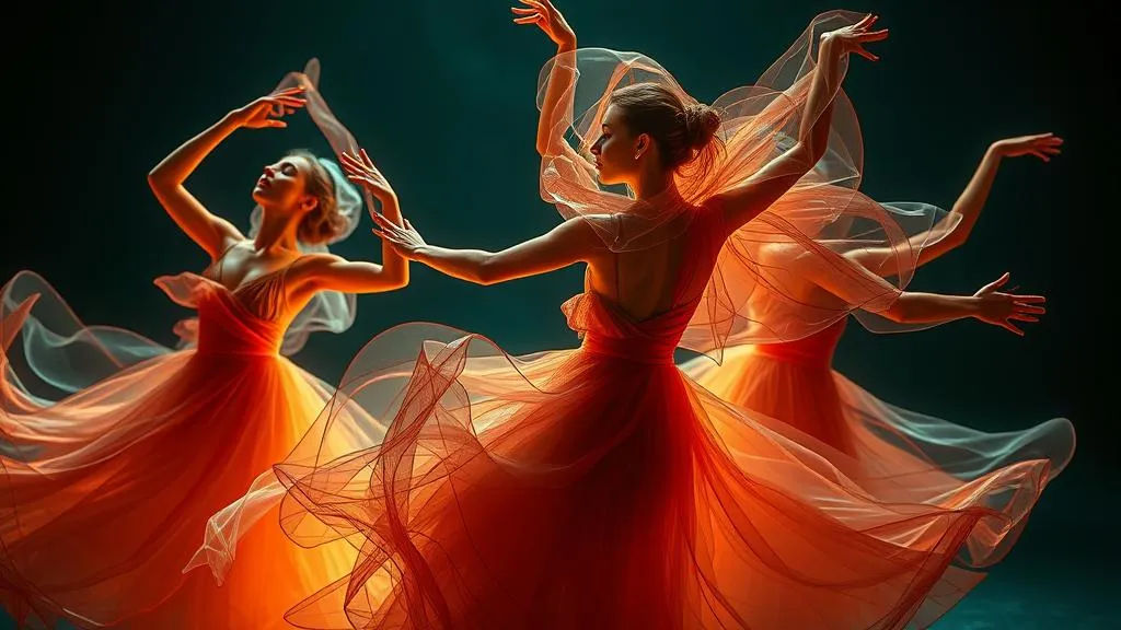 Dancers in orange.