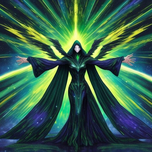 Ethereal Cosmic Goddess in Vibrant Celestial Hues