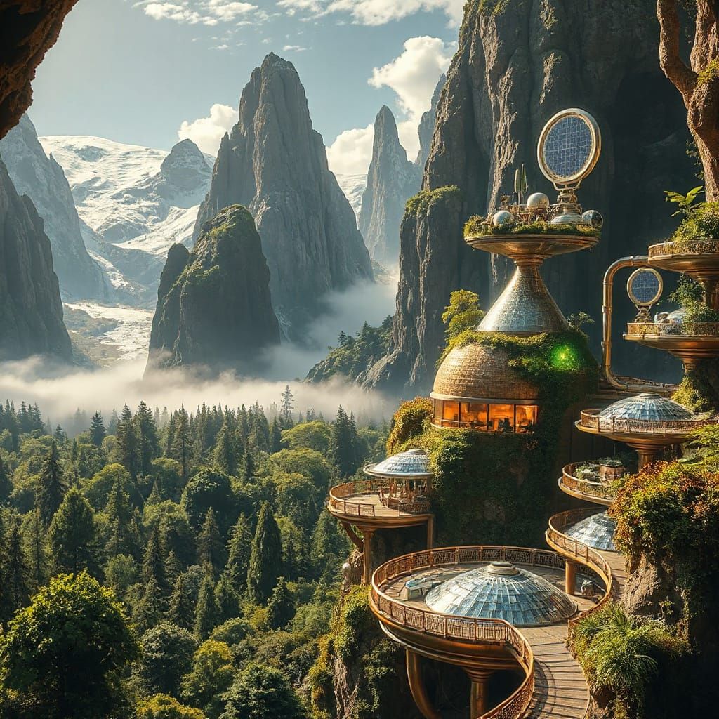 A solar punk town on a planet far, far away…  by @BlueMoon