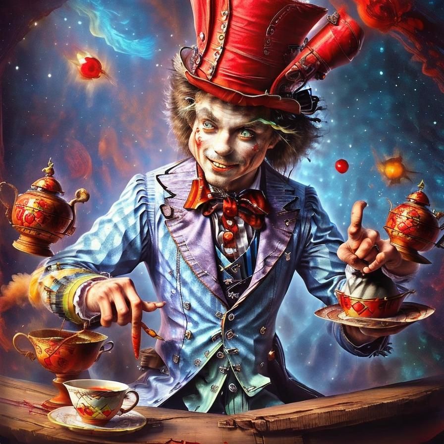 The Mad Hatter drinking tea - AI Generated Artwork - NightCafe Creator