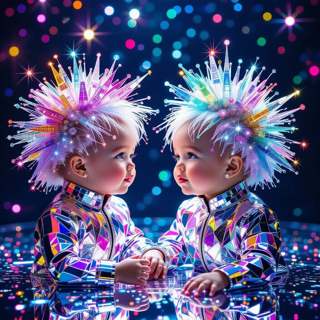 Radiant Crystal Children with Microscopic Wigs