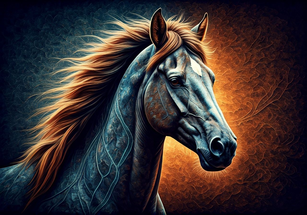 Mustang with a flowing mane