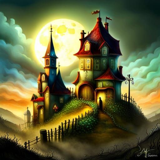 cozy hill-castle - AI Generated Artwork - NightCafe Creator