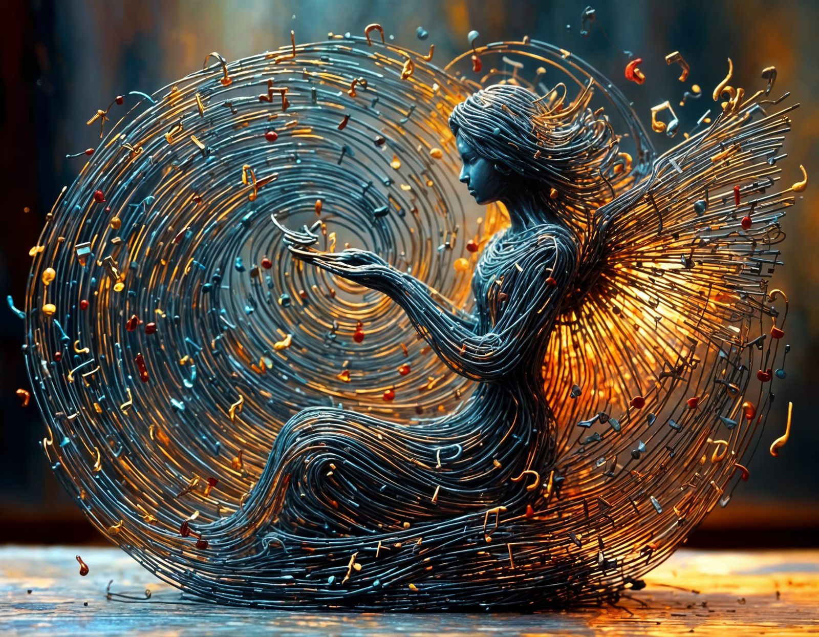 Wire Angel Sculpture in Heavenly Sunset