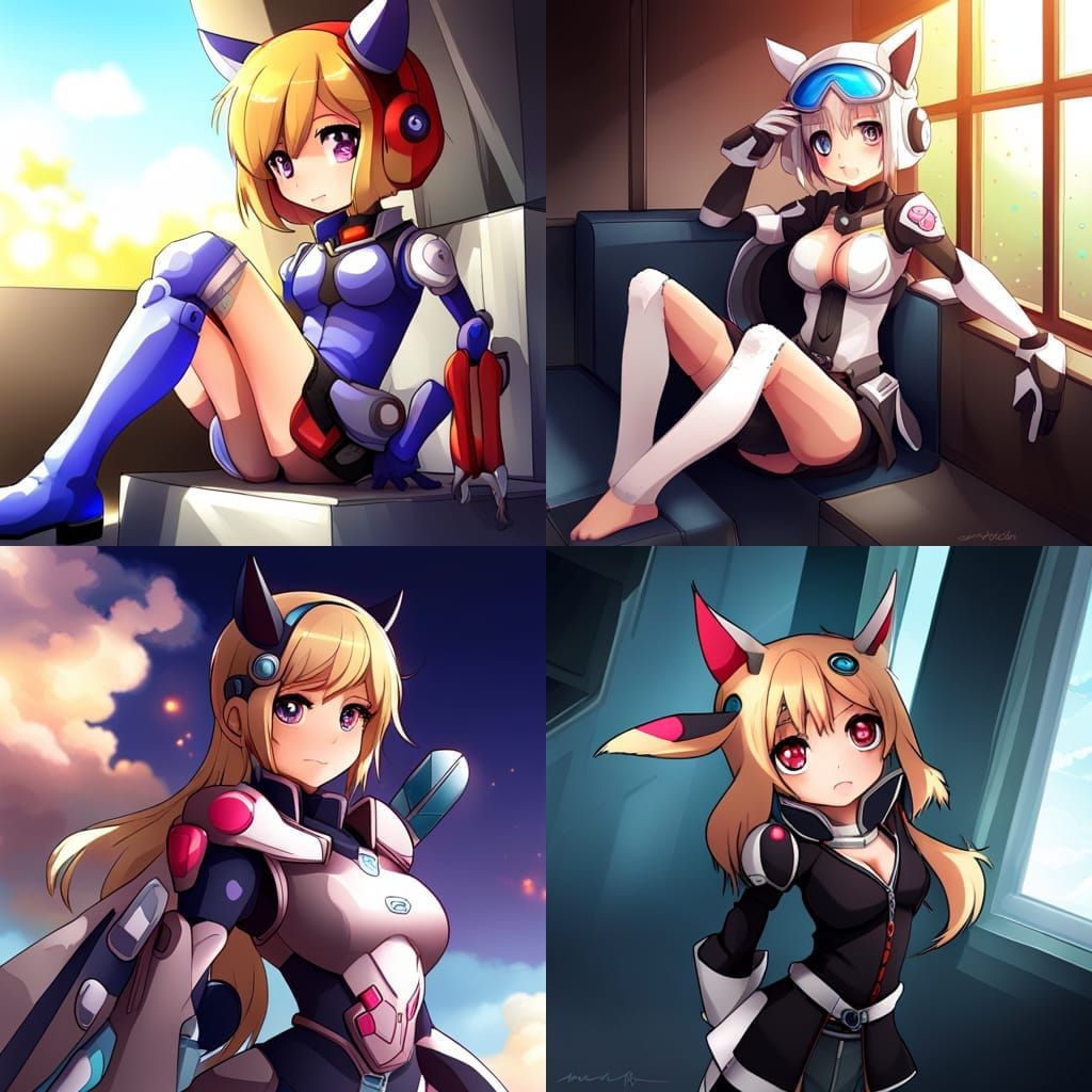 cute anime mecha robot furry girl