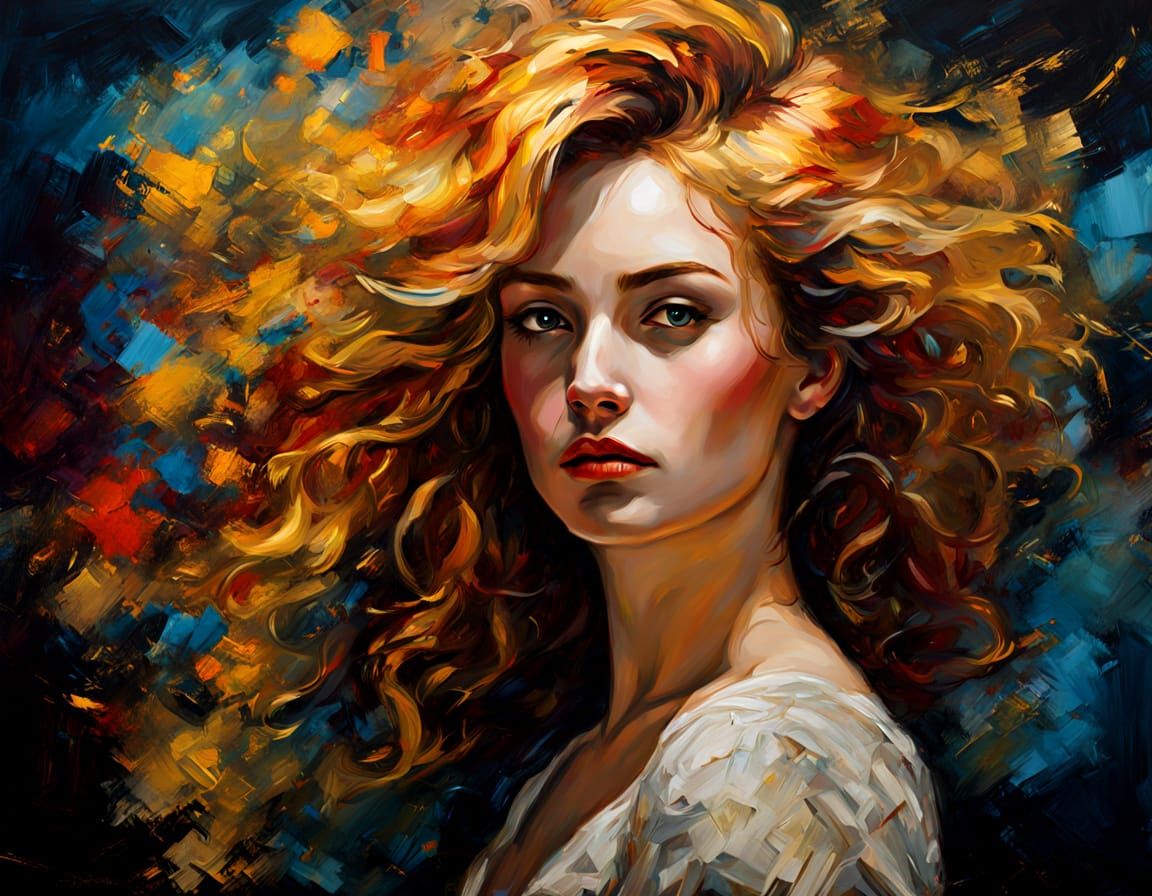 Flamboyant Woman in Richly Decorated Room, Impressionistic O...