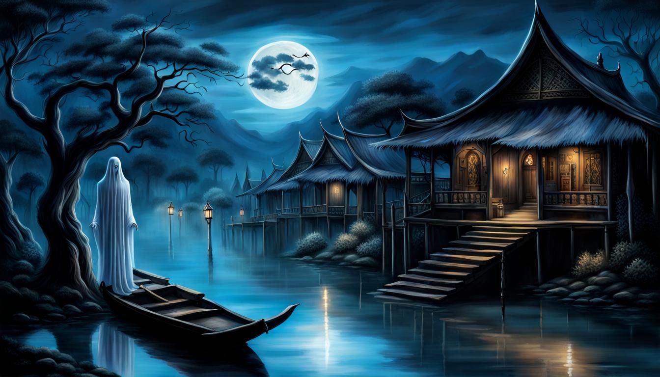 ็Haunted Thai cottages by the river.  by @proofman