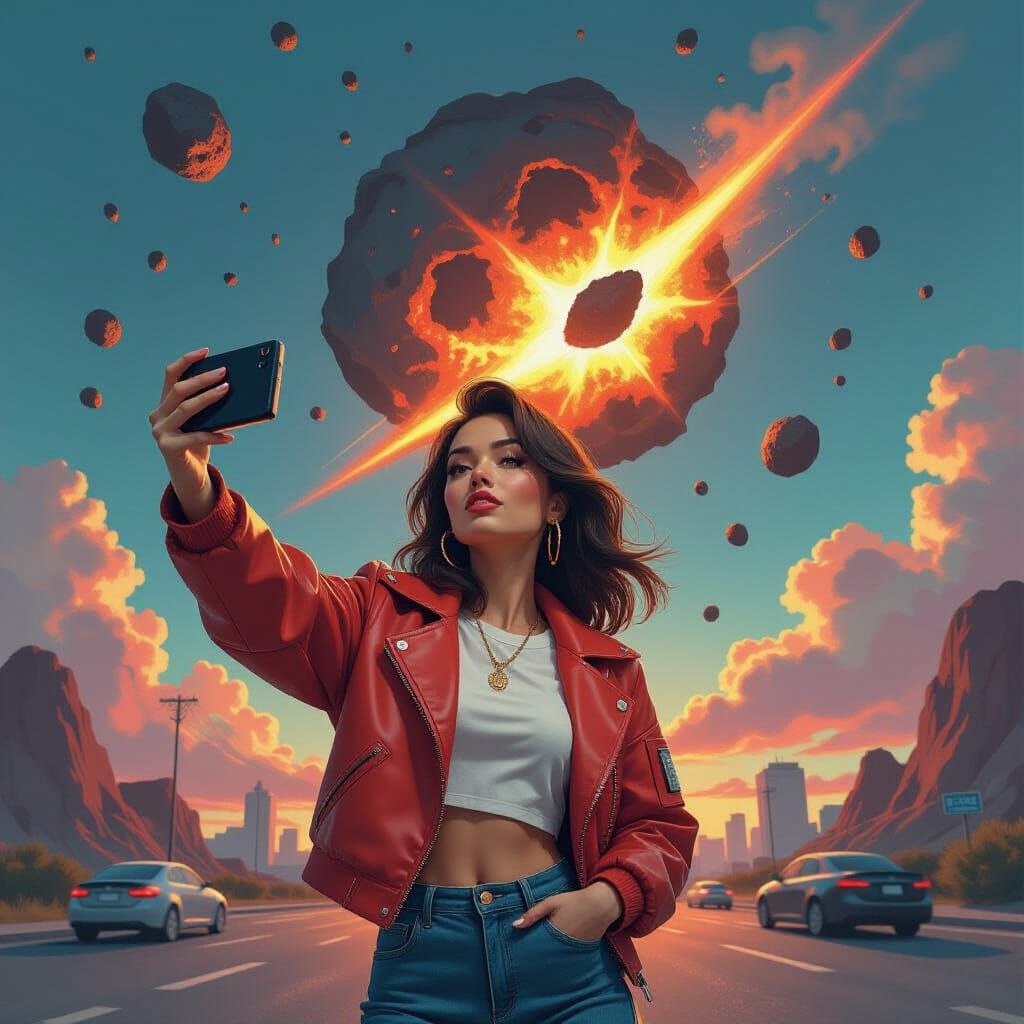 Taking a selfie during an asteroid impact  by @MrMachineElf